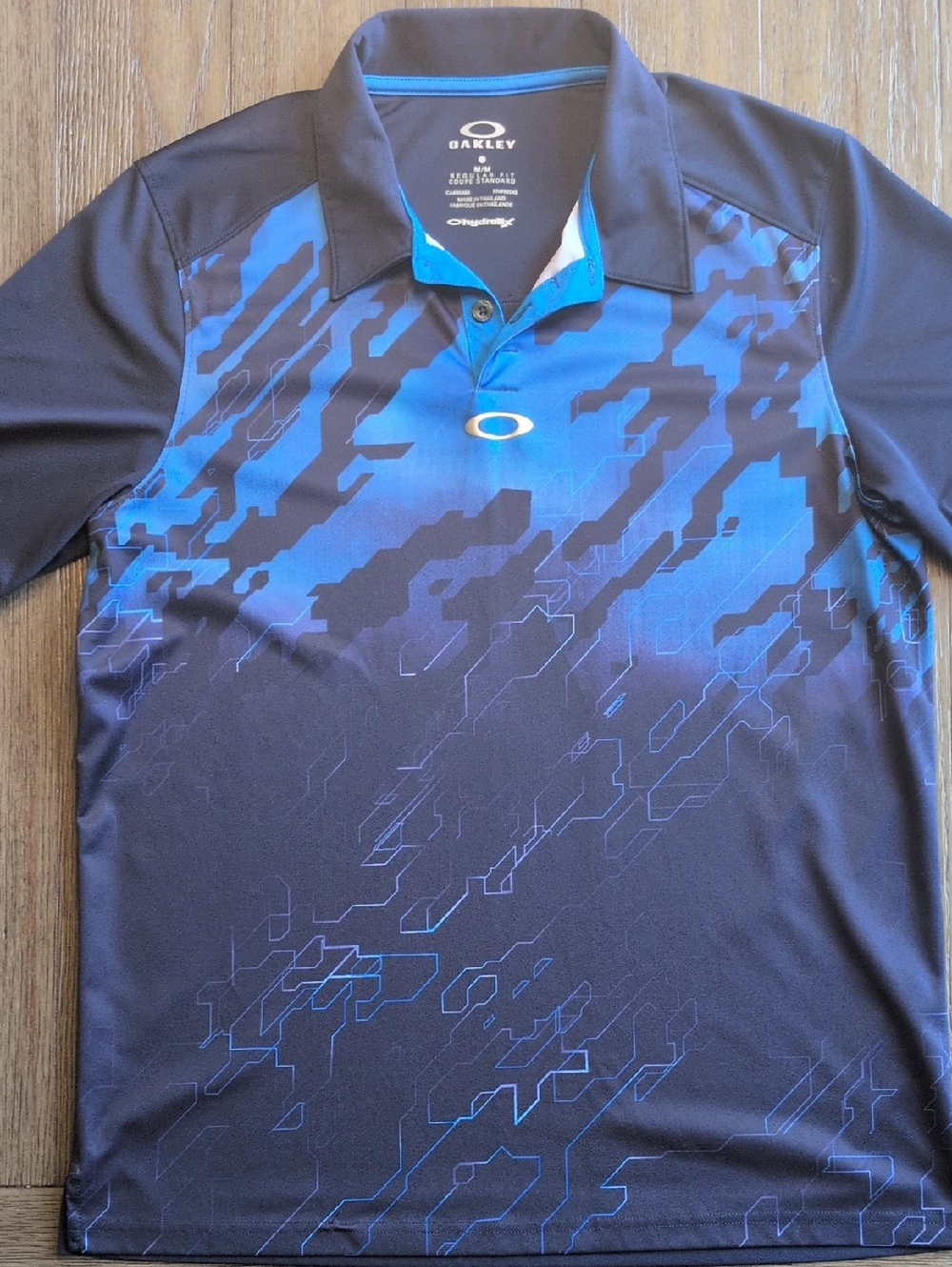 Oakley Men’s Black & Blue Digital-Print Polo